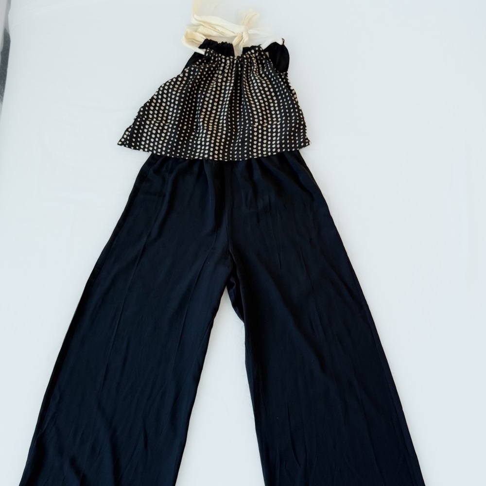 Anthropologie Laureate Lane Navy Jumpsuit with High-Waisted